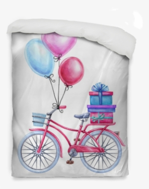 Watercolor Illustration, Bicycle, Balloons, Gift Boxes, - Balloons With Bike Clipart