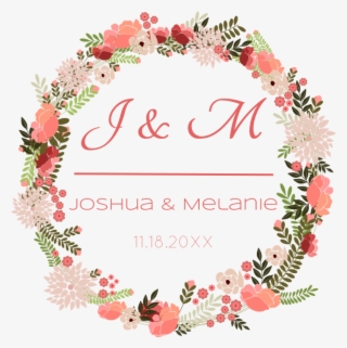 Floral Wreath Wine Label - Ring Of Flowers Vector