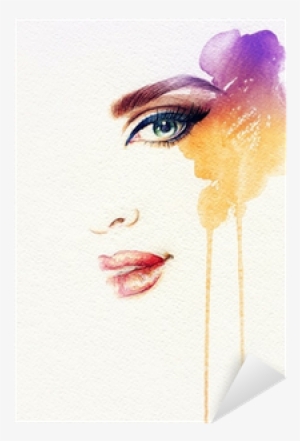 Beautiful Woman Face - Art Print: Ismagilova's Beautiful Woman Face. Watercolor