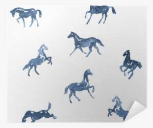 Watercolor Hand Painting Horses Pattern - Horse Background Drawing
