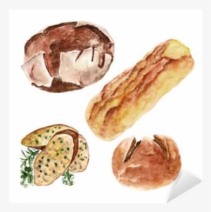 Isolated Set With Bread, Flour, Wheat - 麵粉 水彩 素材