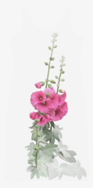 Pink Hollyhocks, Watercolor Phaedra Sleeveless Open - Pink Flowers, Watercolors Cotton Beach Towel By Ivaw