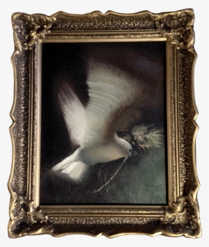 Gorgeous Peaceful Dove In Flight Oil Painting On Canvas - Pigeons And Doves