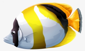 Tropical Tree Clipart Png - Lined Butterfly Fish Png
