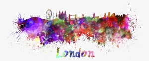 Sample Background - Giclee Painting: London Splatter Skyline, 18x24in.