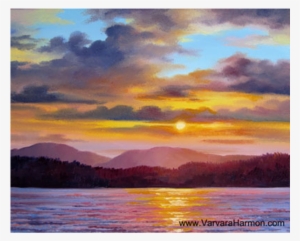 Lake Sunset By Varvara Harmon - Sunset Over Lake Painting