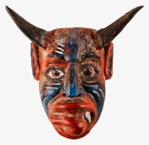 Carved Devil Mask With Horns