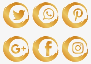 Media Icon Gold Brush Social Network Icons Clipart - Gold Social Media Icons Png