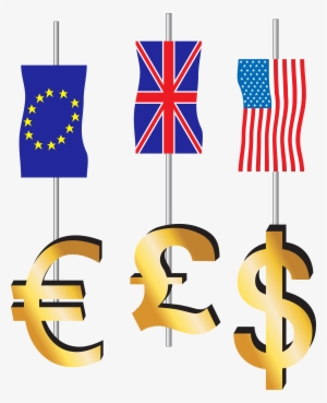 Euro Pound Dollar Signs And Flags Png Clipart - Pound Euro And Dollar