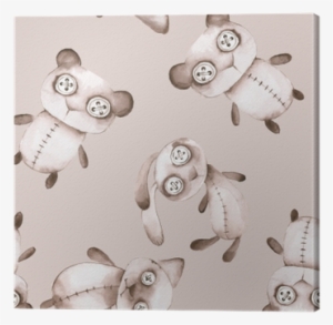 Seamless Pattern With Hand Made Toys - Teddy Bear