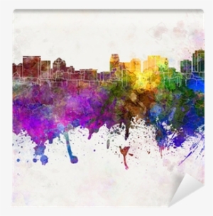 Salt Lake City Skyline In Watercolor Background Wall - Salt Lake City Skyline In Watercolor Background