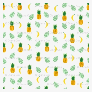 Pineapple Banana White Background - Duvet