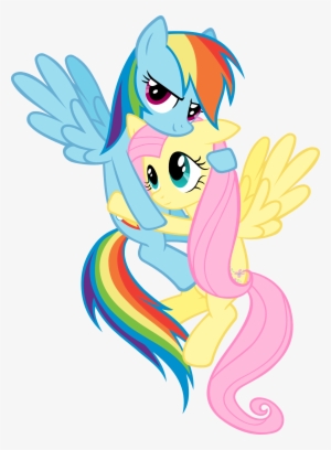 Fanmade Rainbow Dash Hugging Fluttershy - Mlp Rainbow And Fluttershy
