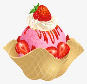 Waffle Clipart Transparent - Strawberry Ice Cream Png