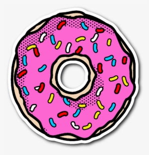 Pink Frosted Donut With Sprinkles Vinyl Die Cut Sticker - Donut Art