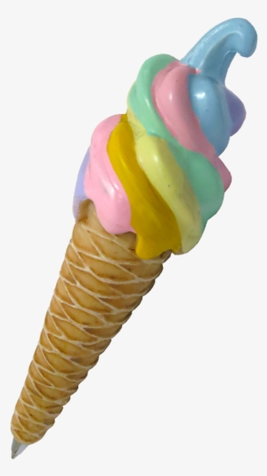 Pen Rainbow Icecream - Rainbow Ice Cream Cone Png
