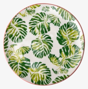 Ceramic Dessert Plate Tropical Leaf Print By Rice Dk - Plate