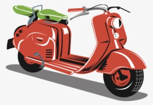 Moped Drawing Vespa - Vintage Motor Scooter Retro Shower Curtain