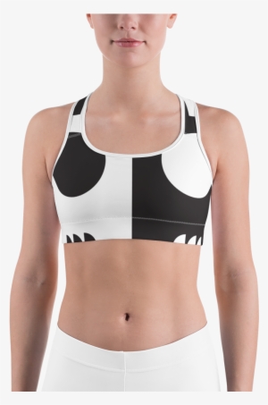 Black And White Circle Design Sports Bra - Bra