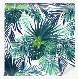 Seamless Hand Drawn Botanical Exotic Vector Pattern - Exotis Palm Blad Tecknat