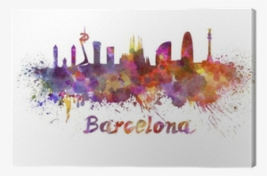 Barcelona Skyline In Watercolor Canvas Print • Pixers® - 5th International Hr Conference Barcelona 2018