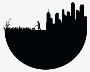 Ftestickers Mowing Doodle City Silhouette - Earth Silhouette