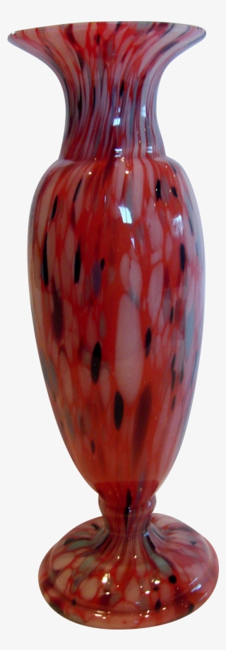 Bohemian Czech Kralik 12” Art Glass Vase Cased Red - Vase