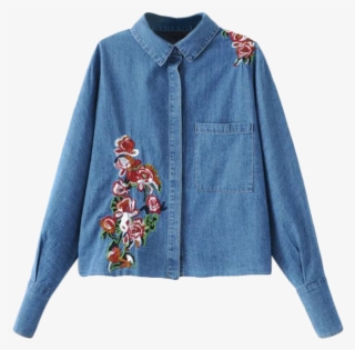 Png Black And White Library Oversized Embroidered Denim - Embroidered Denim Shirt