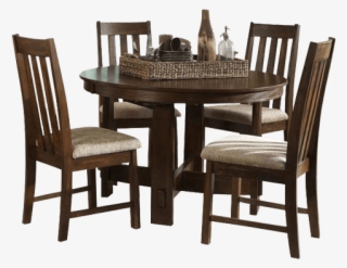 4 Seater Round Dining Table Set Vertical Slatted - Dining Room