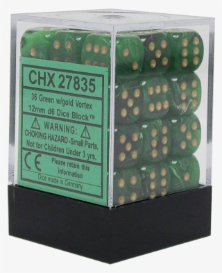 Vortex Green With Gold 12mm D6 - Dice Game