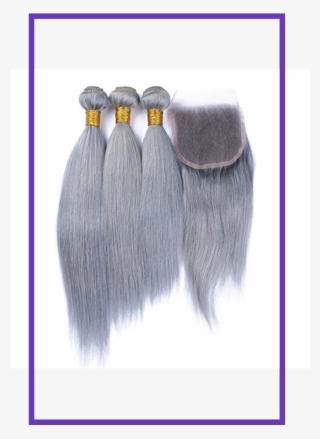 Ruma Hair Pure Gray Hair Weave 3 Bundles With 4×4 Lace - Color De Pel Gris