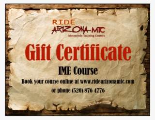 Ride Arizona Mtc Ime Course Gift Certificate - Poster