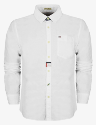 ~hilfiger Denim White Long Sleeves Shirt - Trachtenhemd Herren Weiß Stickerei