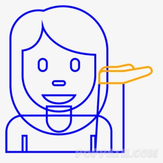 Finish Up The Emoji By Drawing Her Hand As Shown - Line Art