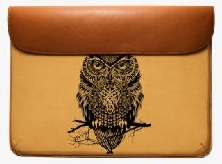 Dailyobjects Warrior Owl Real Leather Envelope Sleeve - Owl With Om Tattoo