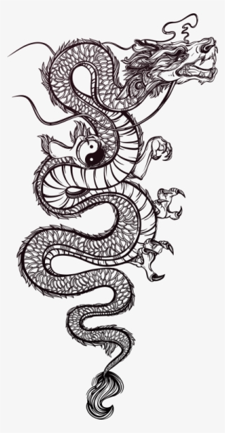 Tattoo Chinese Illustration Dragon Vector Hand Painted - Chino Dragon Tattoo