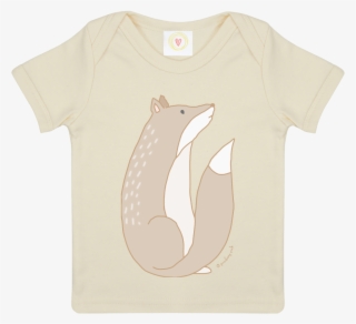 Gooseberry Pink Fox Baby T-shirt In Ecru Organic Cotton - Half Moon Run T Shirt