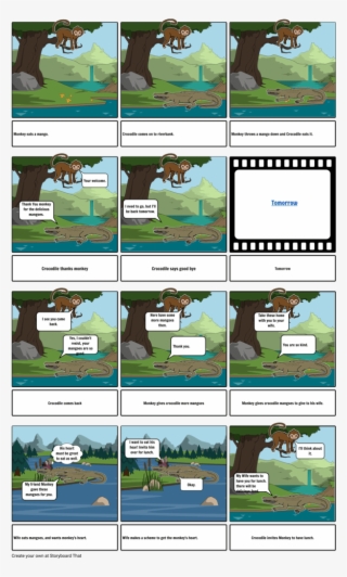 It Basically Showed A Comic Strip Of My Version Of - Monkey And The Crocodile Comics Strip