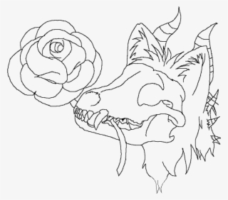 Wolves Drawing Skeleton - Wolf With Skull Base