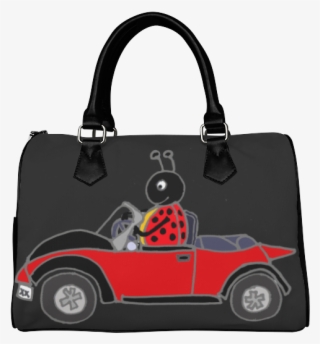 Funny Ladybug Driving Red Convertible Car Boston Handbag - Handbag