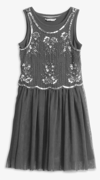 Sequined Tulle Dress Black - Little Black Dress