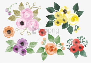 Free Png Download Flower Watercolor Vector Png Images - Water Color Flowers Vector