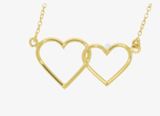 9ct Yellow Gold Double Heart Pendant & Chain - Necklace