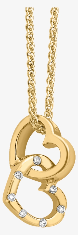 07ct Fancy Diamond Double Heart Pendant With Chain - Pendant