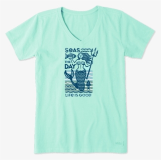 Women's Seas The Day Mermaid Crusher - Life Is Good Shirt Book