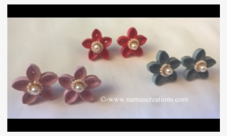 Quillung Flower Shape Eartings 3pair In Set - Artificial Flower