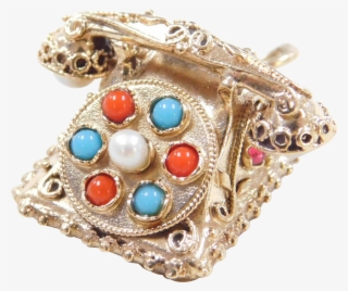 Victorian Revival 14k Gold Ornate Moving Rotary Telephone - Crystal