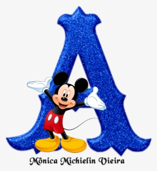 Alfabeto Glitter Azul Com - Mickey Mouse With Blue Background