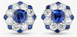 Blue Sapphire And Diamond Earrings, - Earrings