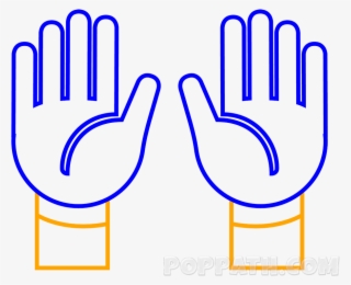 How To Draw A Raised Hands Emoji Pop Path Png Praise - Emoji Clipart Black And White Hands